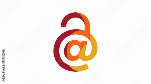 An innovative design combining a lock and at symbol, highlighting the importance of security and connectivity in the digital age, perfect for tech-related brands.