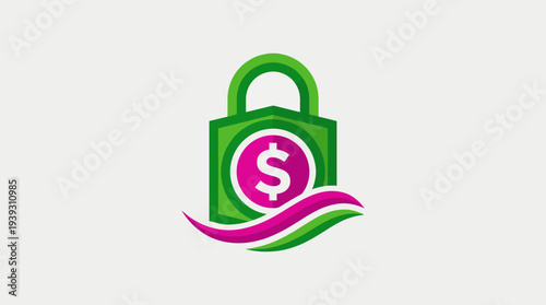 A secure logo design featuring a modern lock integrated with a dollar symbol, highlighting financial security, safety, and trust in the monetary landscape of today's world.