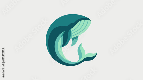 A visually striking stylized whale representation showcasing soothing colors, capturing the grace of marine life and serving as an artistic exploration of nature and abstraction.