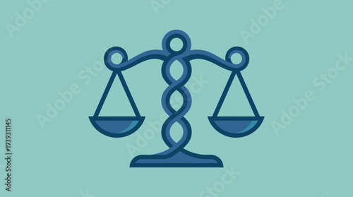 This image features visually striking scales of justice intertwined with a caduceus symbol, representing the intricate relationship between law, health, and ethics.