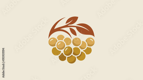 This image features a stylized grape cluster, emphasizing nature and growth, alongside a leaf, conveying harmony and freshness in a creative graphic design style.