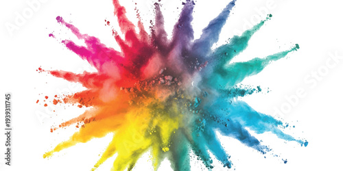Abstract colorful holi powder explosion burst isolated on white background vector illustration