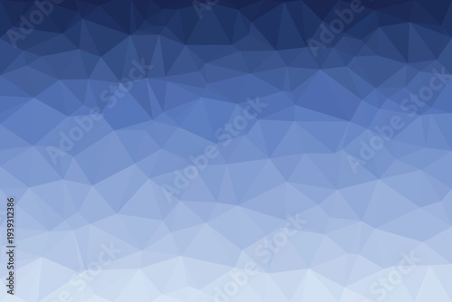 A tranquil low poly pattern showcasing a smooth color transition from a deep navy to a soft sky blue