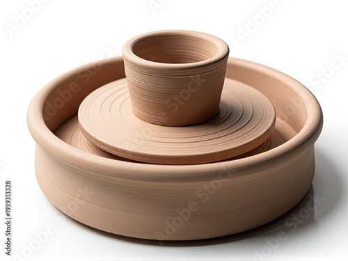 A traditional clay bowl with a lid placed on a clean white surface