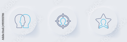 Set line Head hunting, and Project team base icon. Vector