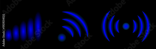 Three distinct icons representing different types of wireless signal indicators