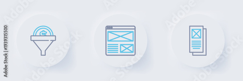 Set line Browser window, and Lead management icon. Vector