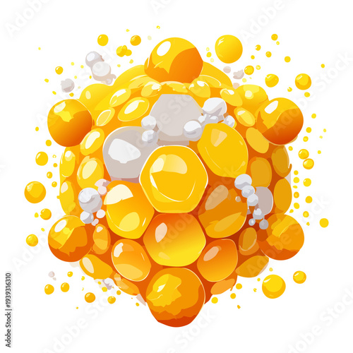 Fresh honeycomb pattern with golden honey drops for a sweet and nutritious natural ingredient illustration - Vector Illustration