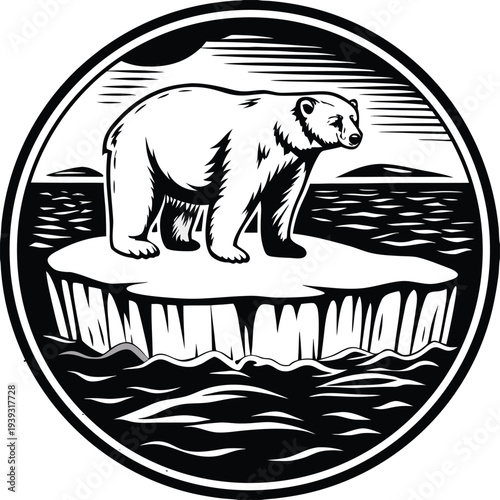 Vector polar bear on iceberg icon