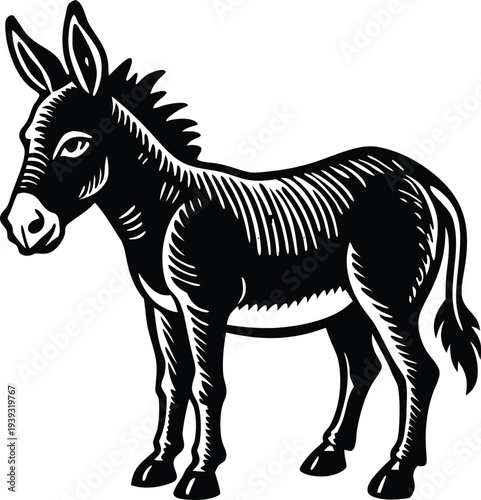 Vector illustration of a black donkey