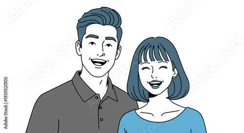 A smiling man and woman stand together in a friendly portrait.