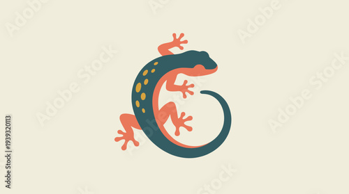 The vibrant depiction of a salamander showcases a playful style with bold colors, symbolizing transformation, adaptability, and the unique beauty of nature’s creatures.