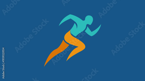 A dynamic illustration of a runner in motion, depicted with fluid forms and vibrant colors, representing speed, energy, and the pursuit of physical fitness in modern life.