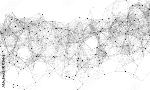 Digital abstract connection dots and lines. Network connection structure. Technology polygonal background. Plexus effect. Points and lines glowing Big data Network. Science 3d vector illustration