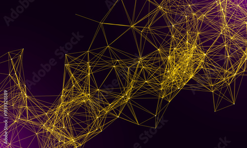 Digital abstract connection dots and lines. Network connection structure. Technology polygonal background. Plexus effect. Points and lines glowing Big data Network. Science 3d vector illustration