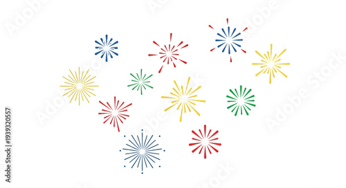 Set of colorful fireworks icons vector