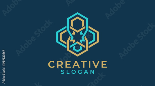 This modern logo design features geometric shapes in vibrant colors, representing creativity and innovation, suitable for a range of contemporary brands and businesses.
