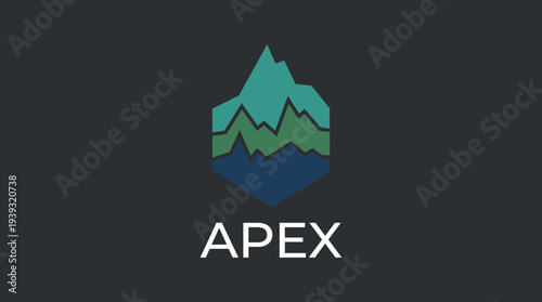 A modern logo depicting a mountain peak with dynamic lines representing elevation, symbolizing adventure and exploration in a bold, contemporary art style.