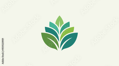 This stylish logo features overlapping green leaves, representing growth, sustainability, and connection to nature, ideal for eco-friendly brands.