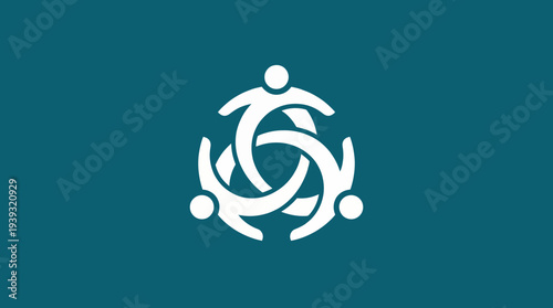 The circular symbol showcases interconnected human figures representing unity, togetherness, and community, ideal for social organizations and collaborative projects.