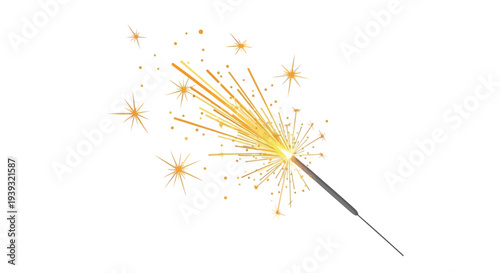 Vector sparkler icon with golden sparks