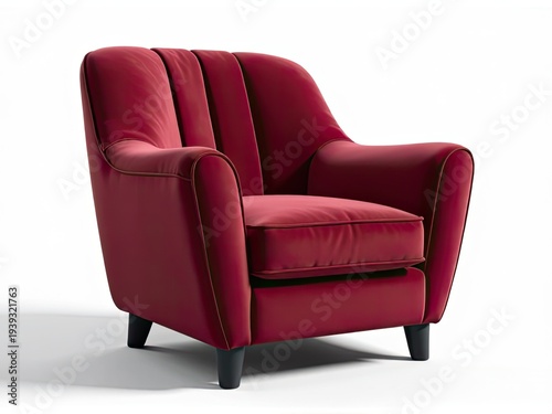 A single red chair sits on top of a white floor, perfect for minimalist interior design or photography props