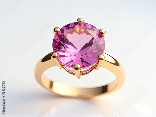 A close-up view of a gold ring featuring a pink stone, perfect for jewelry or fashion related content
