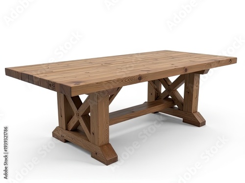 Simple wooden table set against a clean white background