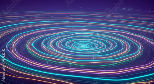 Colorful Light Trails Creating Circular Pattern.