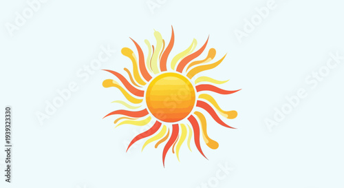 Vibrant Yellow and Orange Sun Icon with Radiating Beams.