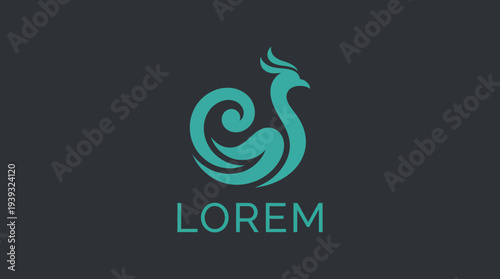 An artistic peacock logo showcasing flowing lines and vibrant colors symbolizes beauty and grace, ideal for businesses in beauty, fashion, or creative industries.