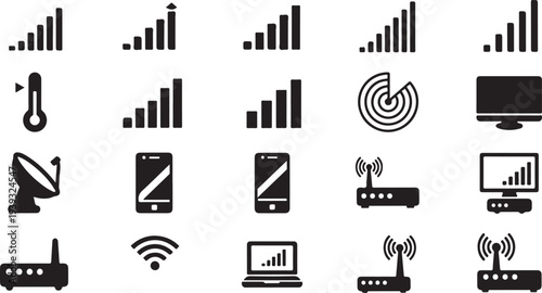 Set of 16 technology and internet icons vector