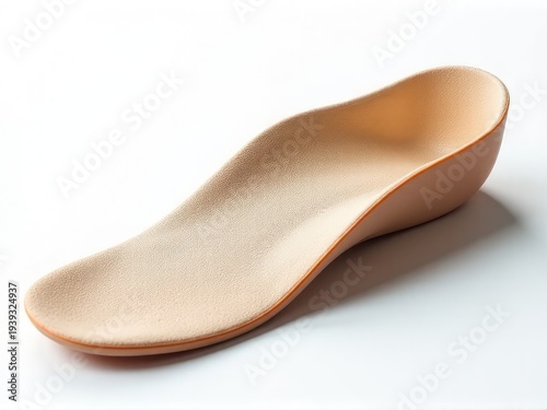 A close-up view of a shoe on a white surface, suitable for commercial or lifestyle photography