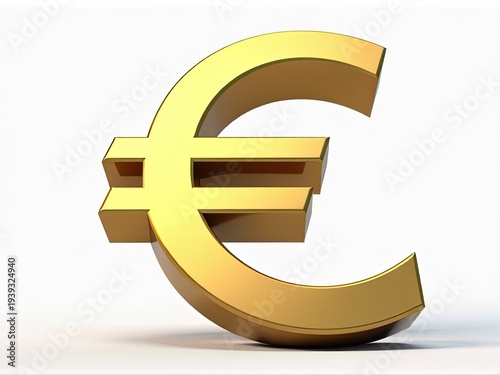 Golden euro sign sitting on a clean white surface, perfect for financial and economic uses