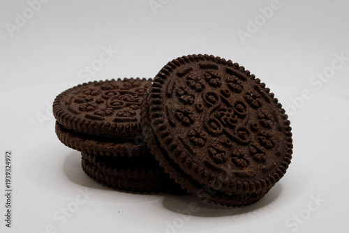 chocolate cookies on a white background