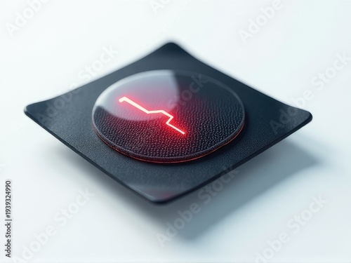 Close-up shot of a button with a red light, often used as an indicator or warning sign
