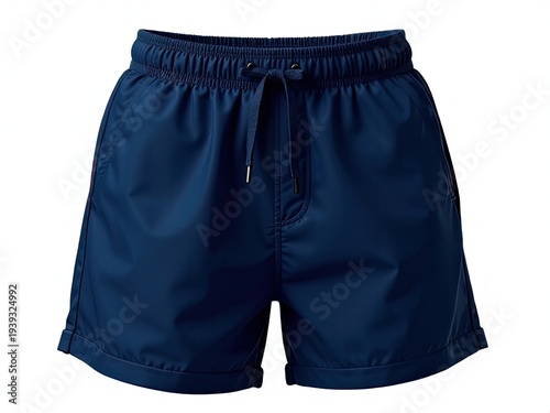 Close-up shot of a pair of blue shorts