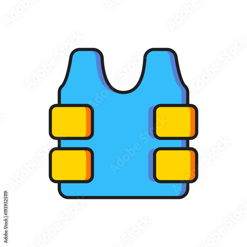 Color Bulletproof vest for protection from bullets icon isolated on white background. Body armor sign. Military clothing. Flat filled outline style with shadow. Vector