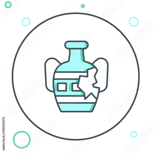 Line Broken ancient amphorae icon isolated on white background. Colorful outline concept. Vector