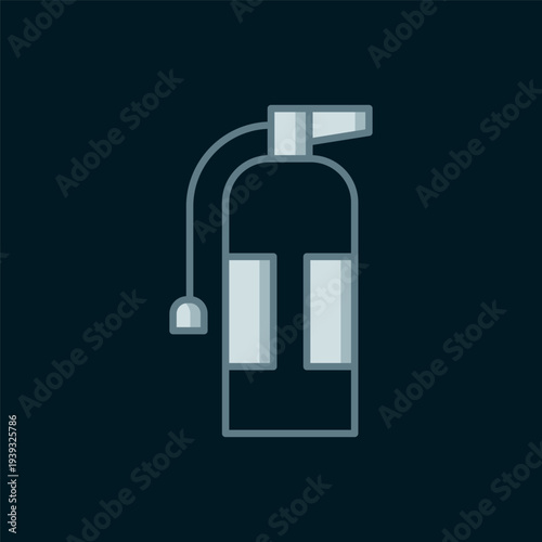 Line Fire extinguisher icon isolated on black background. Flat filled outline style with shadow. Vector