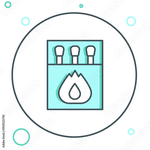 Line Open matchbox and matches icon isolated on white background. Colorful outline concept. Vector