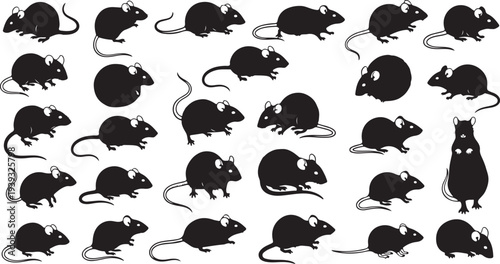 Set of 28 black mouse icons vector