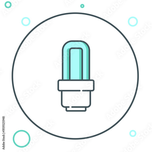 Line LED light bulb icon isolated on white background. Economical LED illuminated lightbulb. Save energy lamp. Colorful outline concept. Vector
