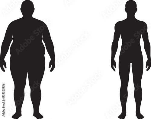 Comparison of two human body silhouettes with different body types