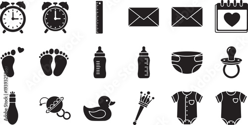 Set of 25 black art and craft icons vector