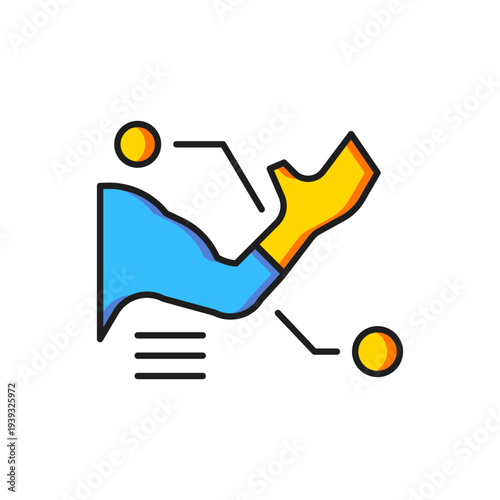 Color Prosthesis hand icon isolated on white background. Futuristic concept of bionic arm, robotic mechanical hand. Flat filled outline style with shadow. Vector