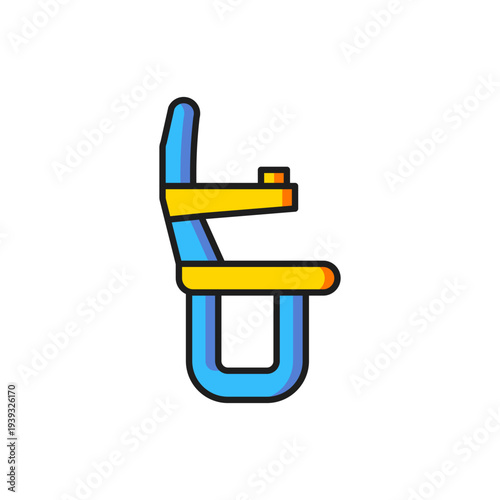 Color Airplane seat icon isolated on white background. Flat filled outline style with shadow. Vector