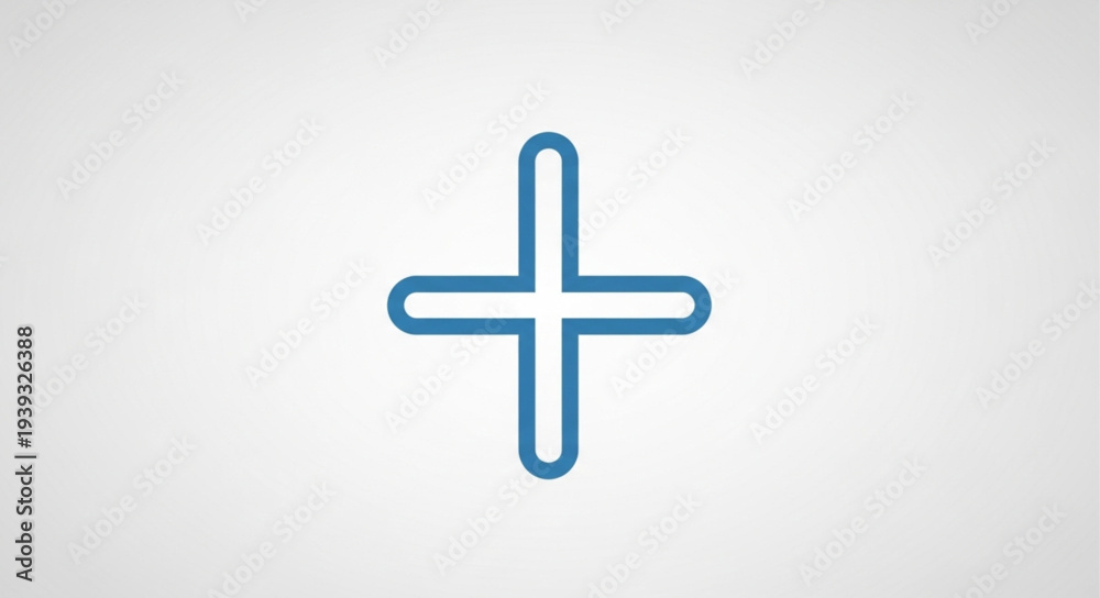 Fototapeta premium Simple blue plus sign icon on a white background.