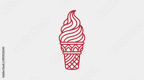 This image features a single stylized ice cream cone with swirling flavors, perfect for summer themes, ice cream parlors, or dessert promotions and marketing endeavors.