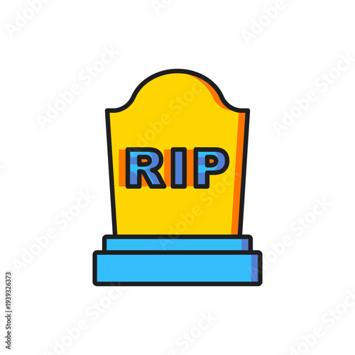 Color Tombstone with RIP written on it icon isolated on white background. Grave icon. Flat filled outline style with shadow. Vector